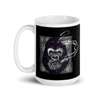 Smoking Gorilla White glossy mug