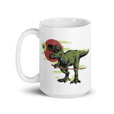 T-Rex with Sword White glossy mug