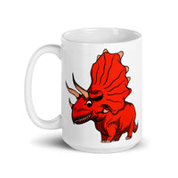 Monster Triceratops White glossy mug