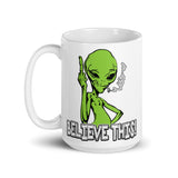 Believe This Alien White glossy mug