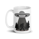 Bigfoot Abduction White glossy mug