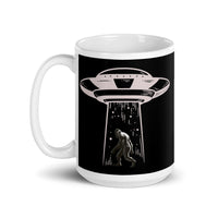 Abducting Bigfoot 3 White glossy mug