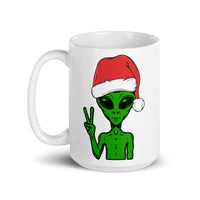 Alien Santa White glossy mug