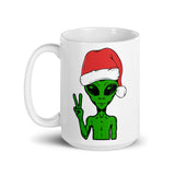 Alien Santa White glossy mug