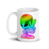 Rainbow Alien White glossy mug