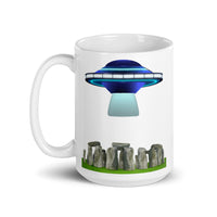 Stonehenge UFO White glossy mug