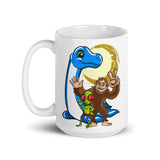 Nessie, Bigfoot, and Alien White glossy mug