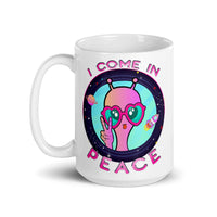 I Come in Peace 5 White glossy mug