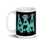 Dino Abduction 1 White glossy mug