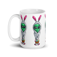 Alien Easter Bunny White glossy mug