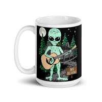 No Aliens White glossy mug