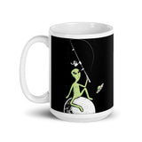 Fishing Alien White glossy mug