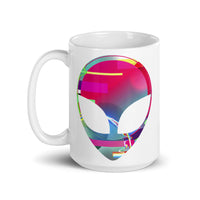 Colorful Alien Head White glossy mug