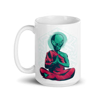 Alien Meditate 2 White glossy mug