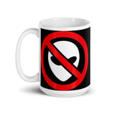 No Aliens White glossy mug