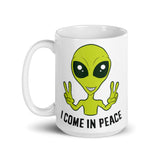 I Come in Peace Alien White glossy mug