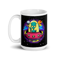 Alien in Spaceship White glossy mug