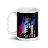 UFO T-rex White glossy mug