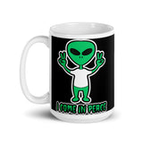 I Come in Peace Alien White glossy mug