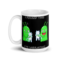 It's Vibrating (Alien with Cat) White glossy mug