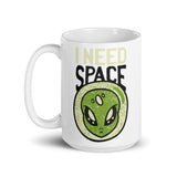 I Need Space White glossy mug