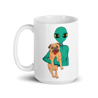 Alien Pug White glossy mug