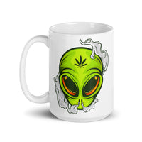 Weed Alien White glossy mug