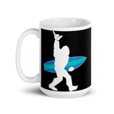 Bigfoot Surfer White glossy mug