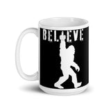 Believe in Bigfoot White glossy mug