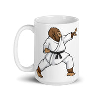 Karate Bigfoot White glossy mug