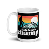 Bigfoot Hide & Seek Champ White glossy mug