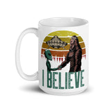 I Believe Cryptids White glossy mug