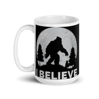 I Believe (Bigfoot Moon) White glossy mug