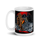 Bigfoot Biker White glossy mug