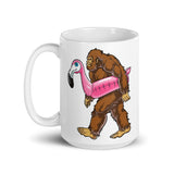 Bigfoot with Floaty White glossy mug