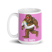 Bigfoot Pool Party White glossy mug