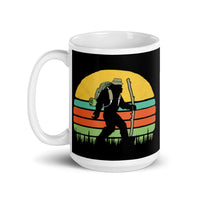 Bigfoot Hiking White glossy mug