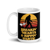 Bigfoot Breaking Hearts White glossy mug