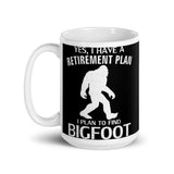 Bigfoot Retirement Plan White glossy mug