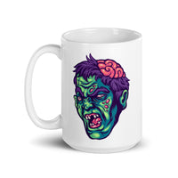 Scary Zombie Head White glossy mug