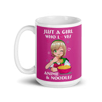 Anime & Noodles White glossy mug