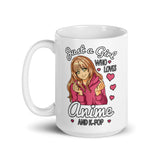 Just a Girl Who Loves Anime & K-Pop White glossy mug