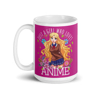 Just a Girl Who Loves Anime 2 White glossy mug