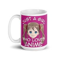 Just a Girl Who Loves Anime 4 White glossy mug