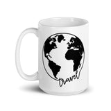 Travel Globe White glossy mug