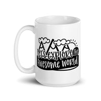 Let's Explore this Awesome World White glossy mug