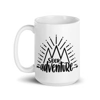 Seek Adventure White glossy mug