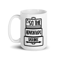 So the Adventure Begins White glossy mug