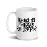 Traveling is My Therapy 2 White glossy mug