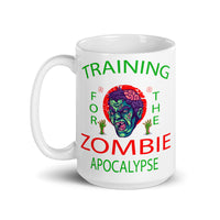 Training for the Zombie Apocalypse White glossy mug